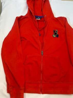 Psycho Bunny Men's Red Full Zip Hoodie Size M